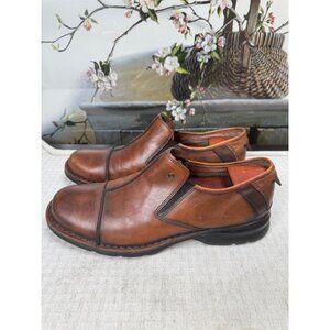 Clarks Mens Size 13M Brown Leather Slip-On Cap Toe Dress Shoes